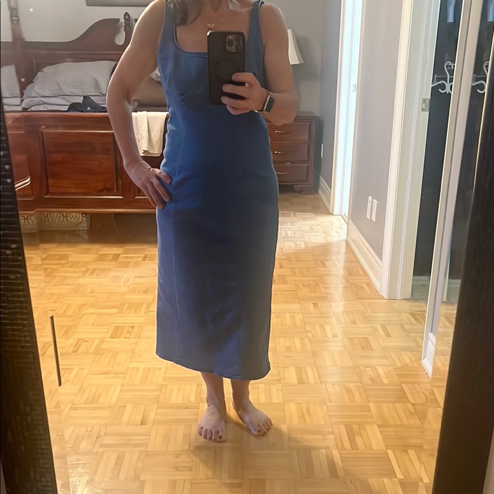 Love Tree Sleeveless Square-Neck Denim Midi Dress